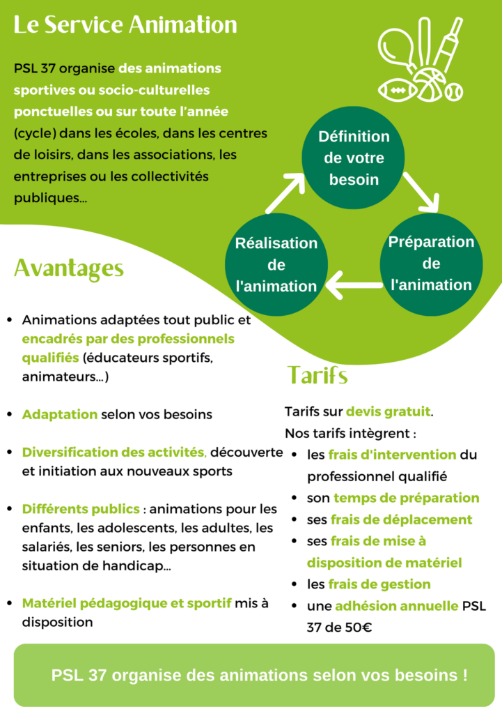 Flyer détaillé du service Animation de PSL 37